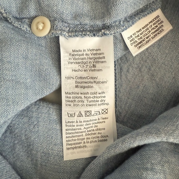 Madewell Popover Top Womens Emmie Wash Denim Shirred Long Sleeve Size XXS - Picture 11 of 14